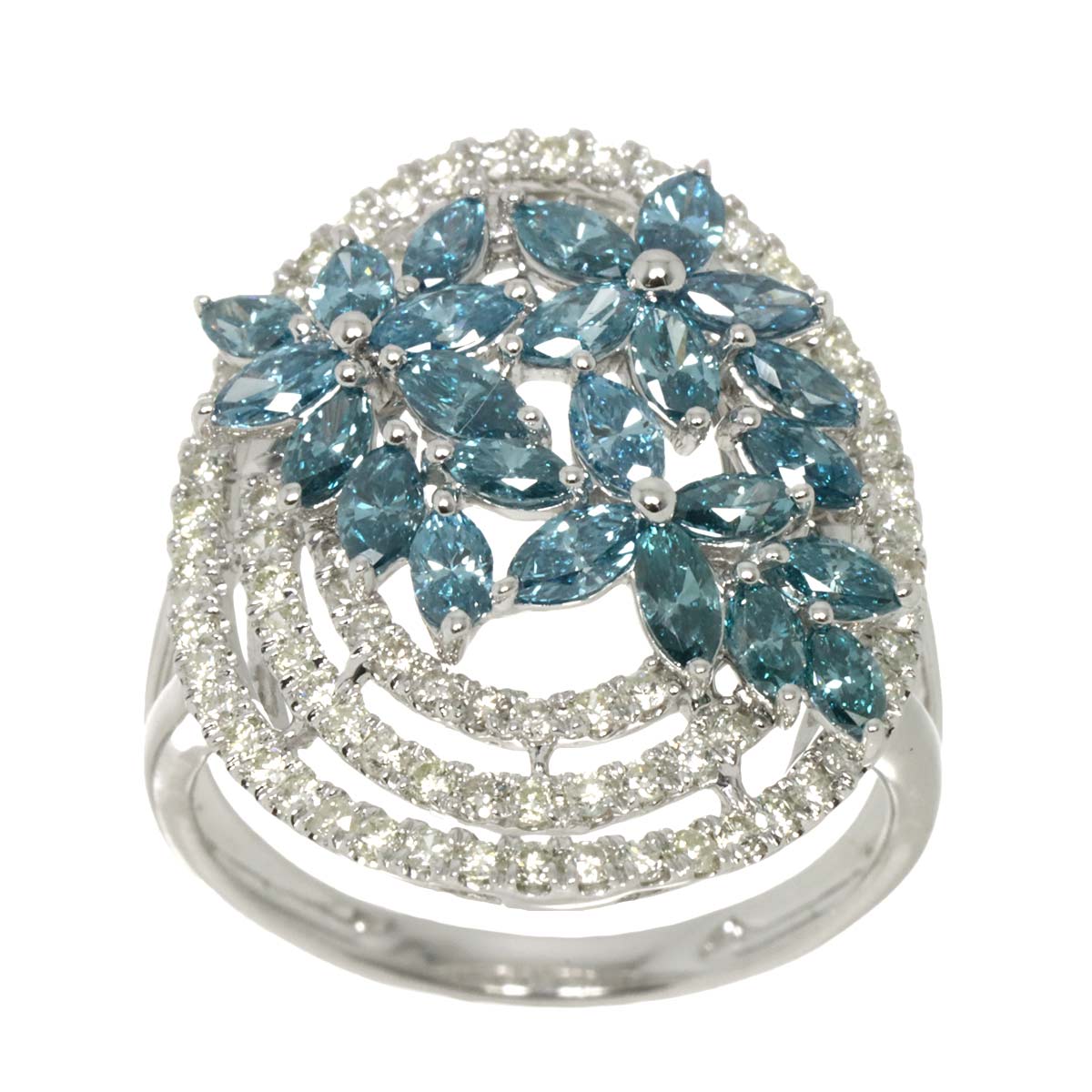 Diamond 2.00ct Ring 18K K18 WG White Gold size6(US)