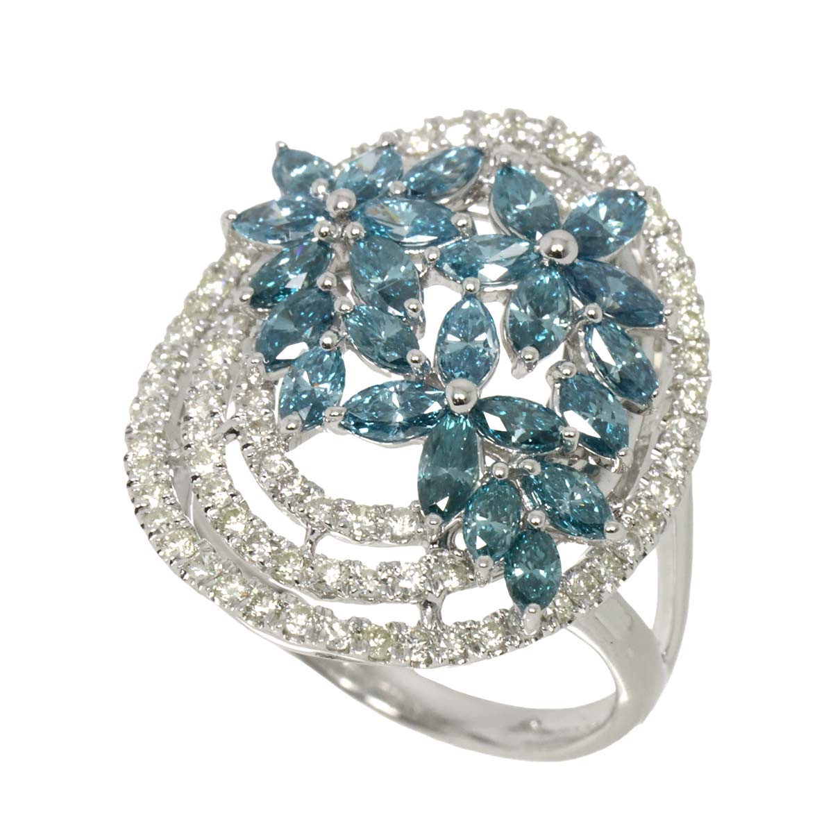 Diamond 2.00ct Ring 18K K18 WG White Gold size6(US)