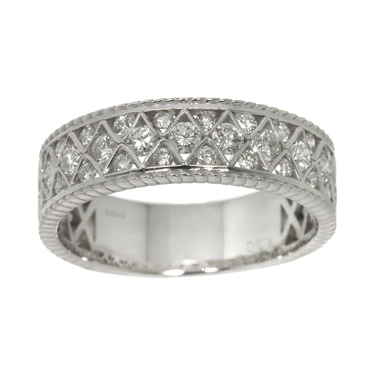 Diamond 1.30ct Ring 18K K18 WG White Gold size8.25(US)