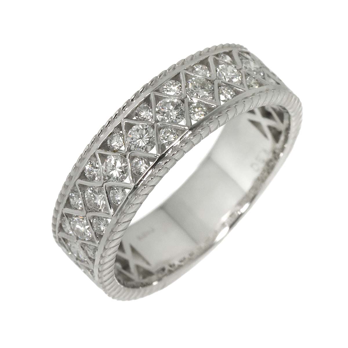 Diamond 1.30ct Ring 18K K18 WG White Gold size8.25(US)