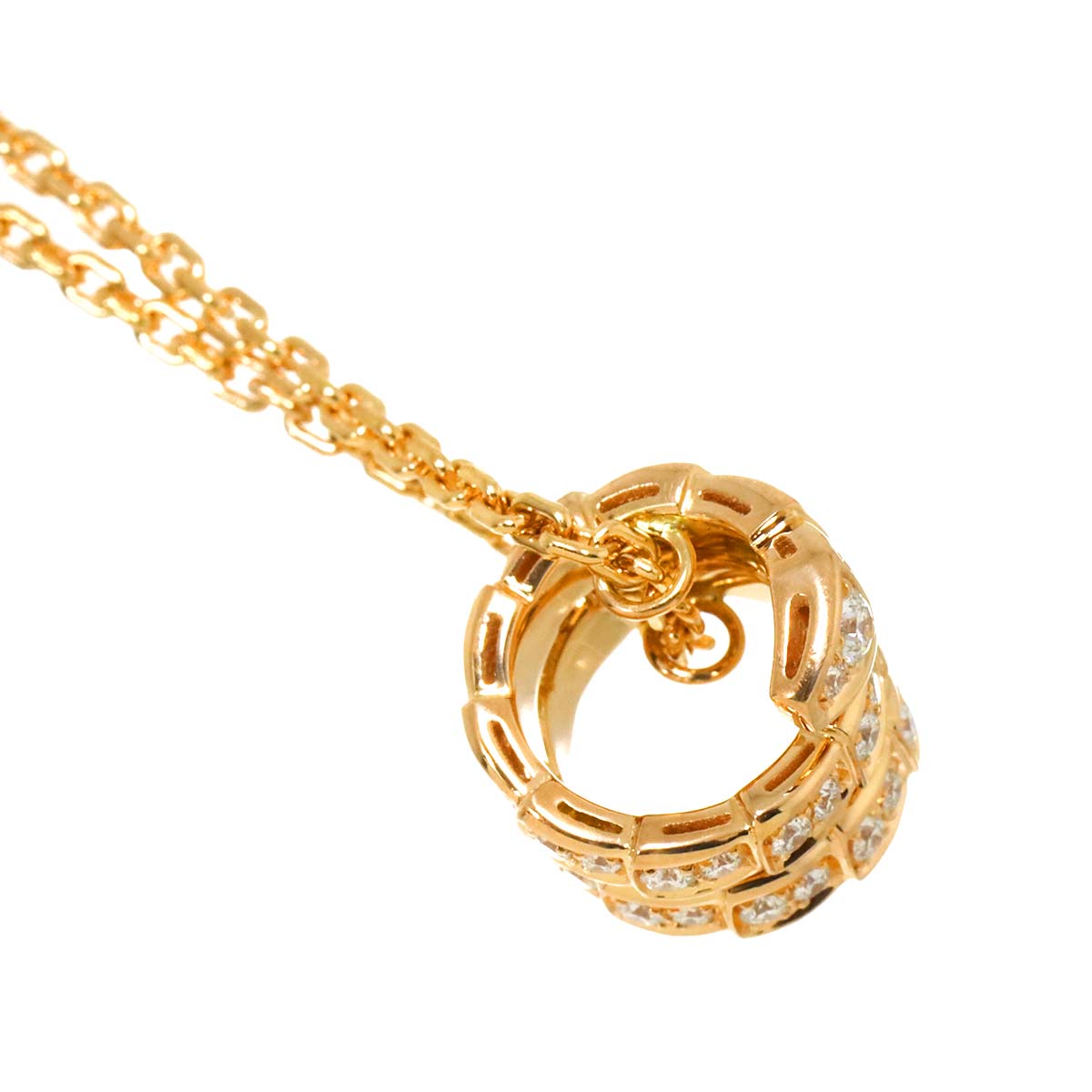 Serpenti Viper Full Pave Diamond Necklace 18K Pink Gold 750