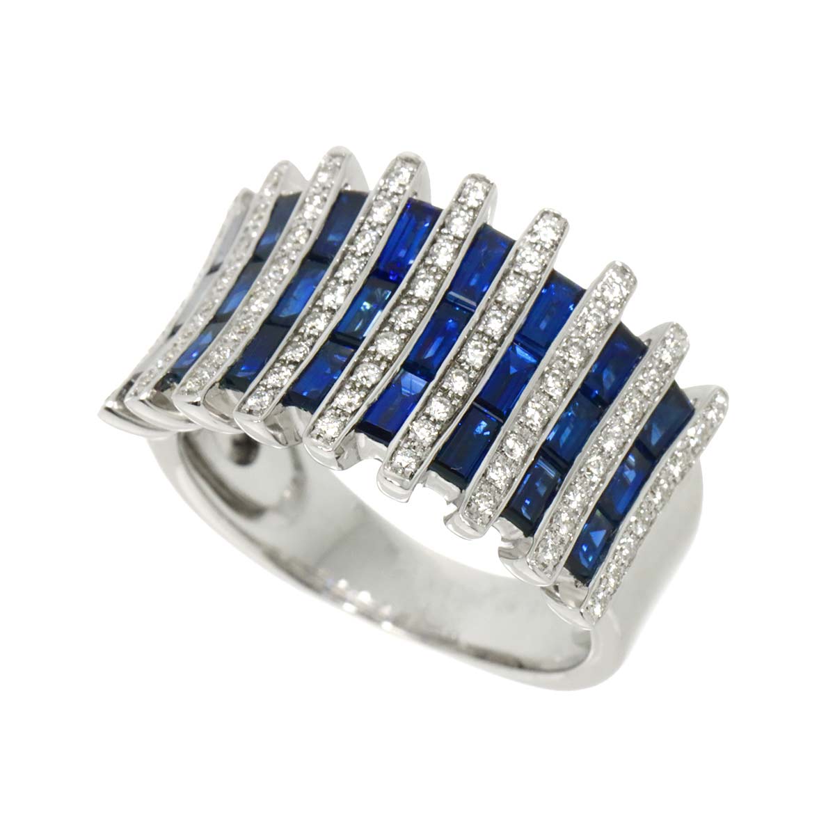 Sapphire 2.80ct Diamond 0.35ct Ring 18K WG 750 size6.5-6.75(US)