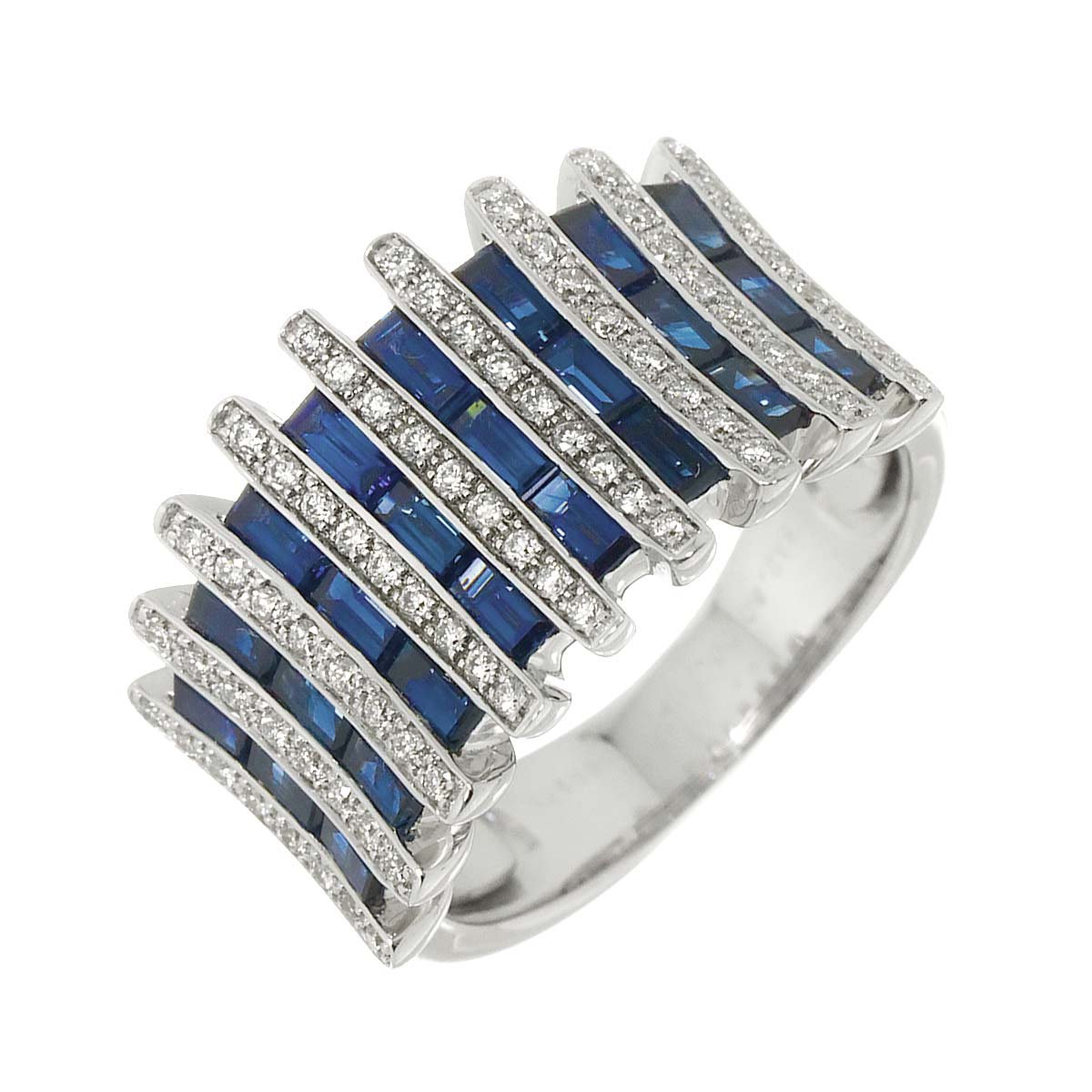 Sapphire 2.80ct Diamond 0.35ct Ring 18K WG 750 size6.5-6.75(US)