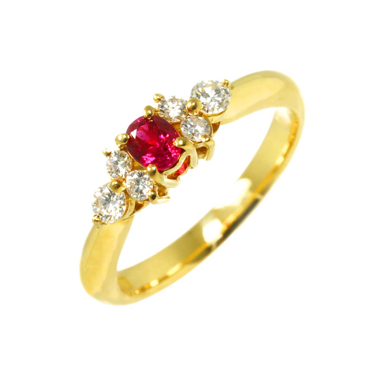Ruby 0.24ct Diamond 0.27ct Ring 18K YG size4.5-4.75(US)
