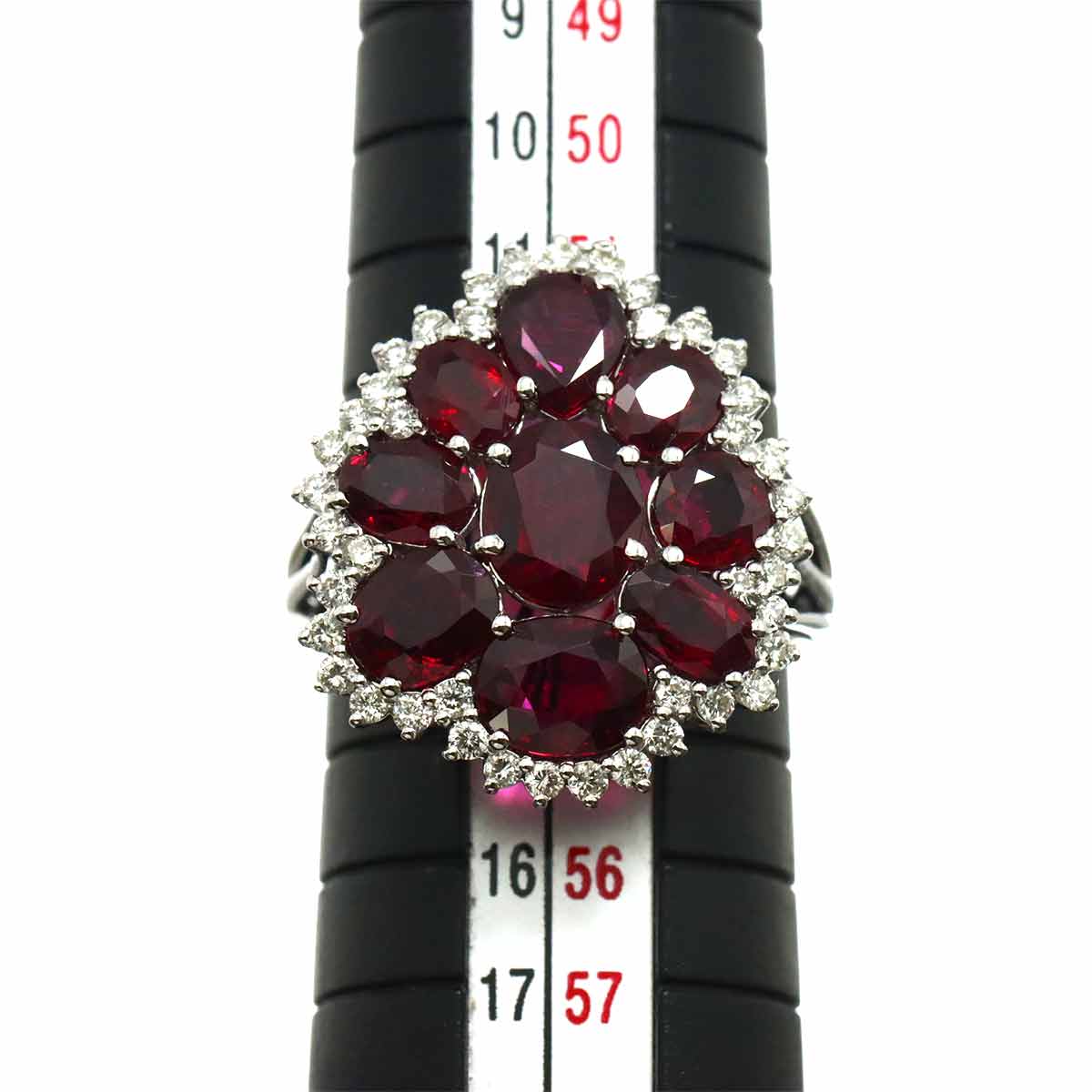 Ruby 4.56ct Diamond 0.47ct Ring 18K WG size6.75(US)