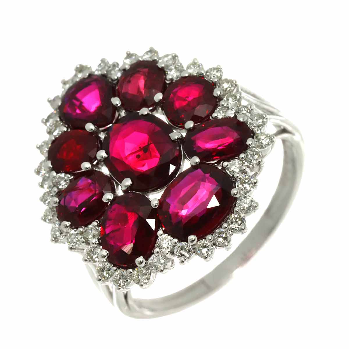 Ruby 4.56ct Diamond 0.47ct Ring 18K WG size6.75(US)