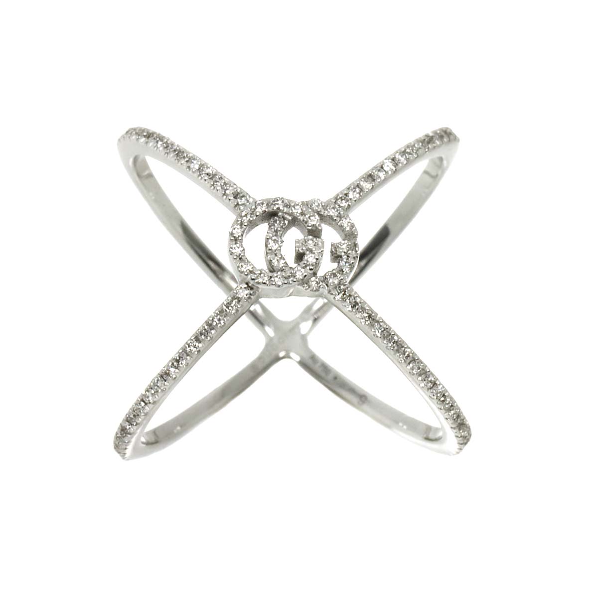 GG Logo Ring Diamond 18K K18 WG 750 size9 4.75-5(US)