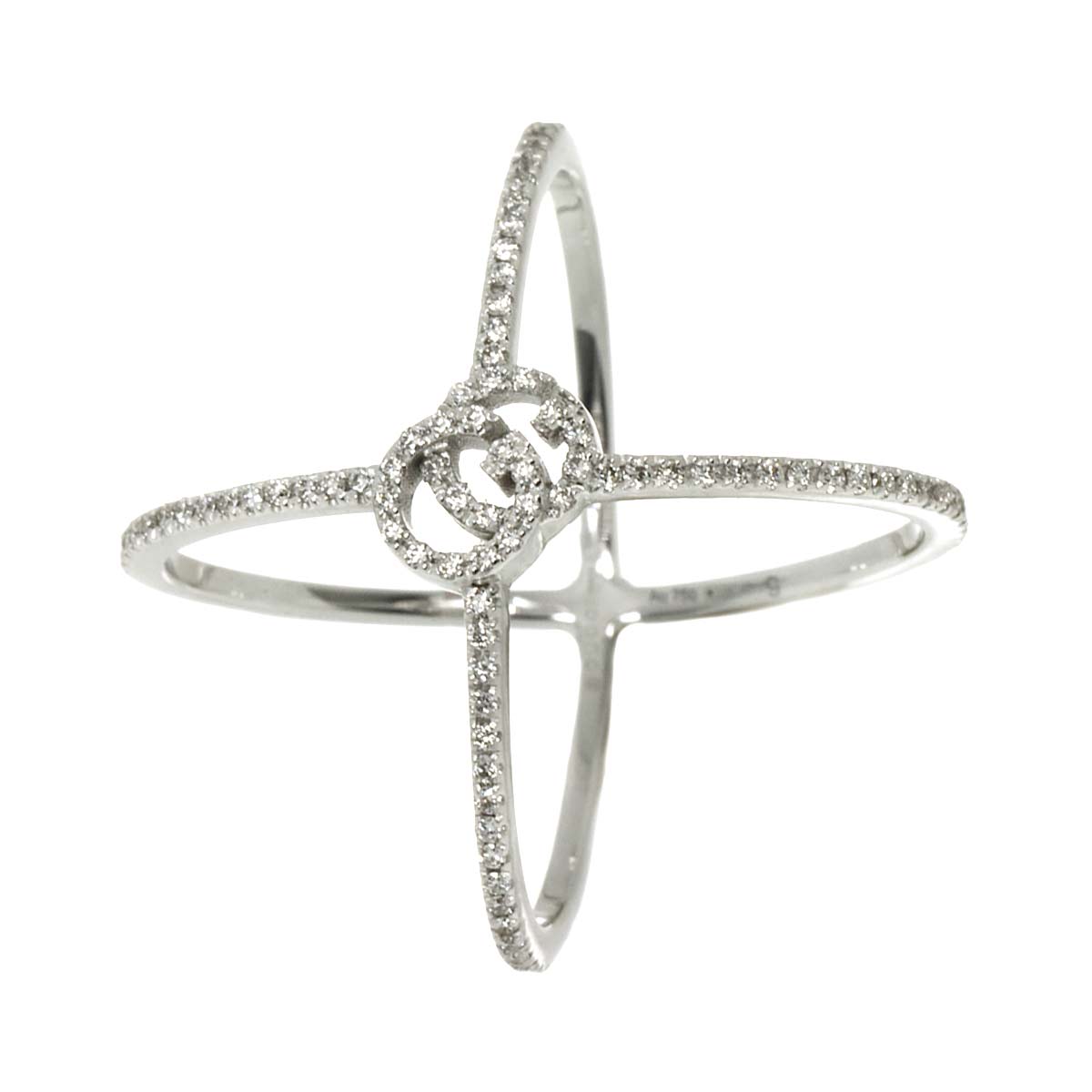 GG Logo Ring Diamond 18K K18 WG 750 size9 4.75-5(US)