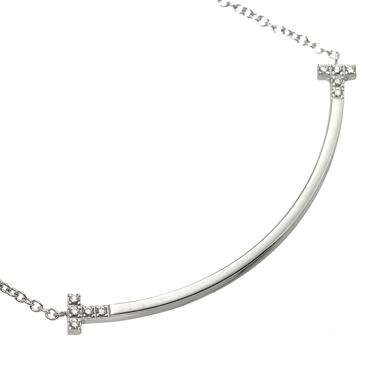 T Smile Diamond Necklace SM 18K White Gold 750