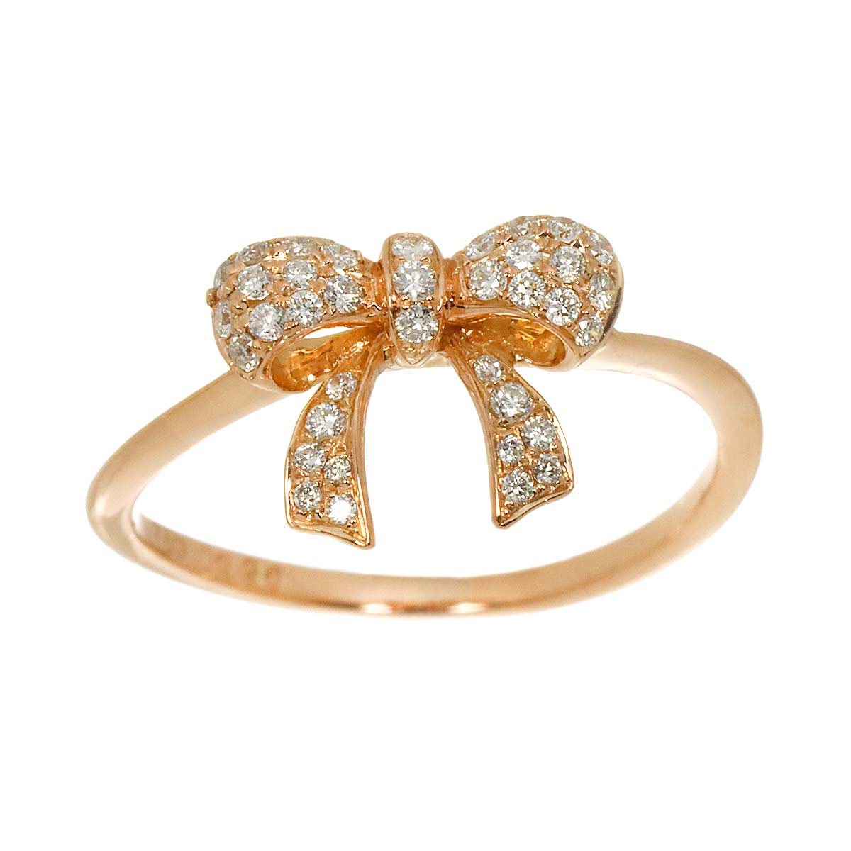 Diamond 0.20ct Ring 18K PG Pink Gold 750 Size5.25-5.5(US)