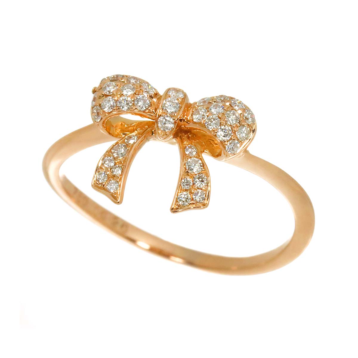 Diamond 0.20ct Ring 18K PG Pink Gold 750 Size5.25-5.5(US)