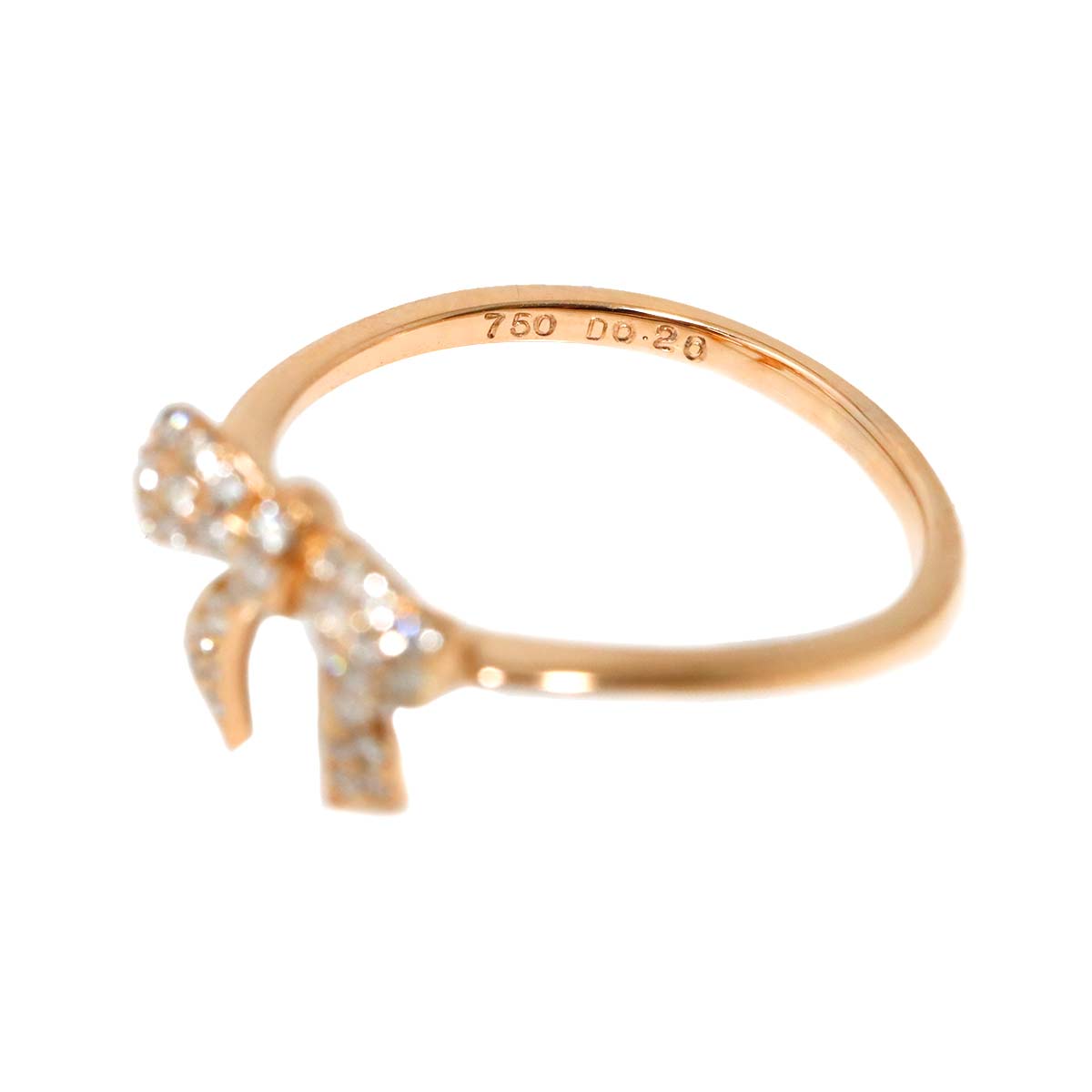 Diamond 0.20ct Ring 18K PG Pink Gold 750 Size5.25-5.5(US)