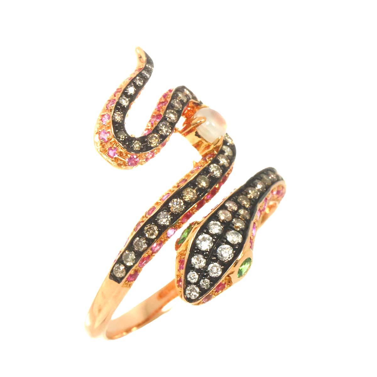 Diamond 0.12ct/0.45ct Multi Stone Ring 18K PG Pink Gold 750 Size9.5(US)