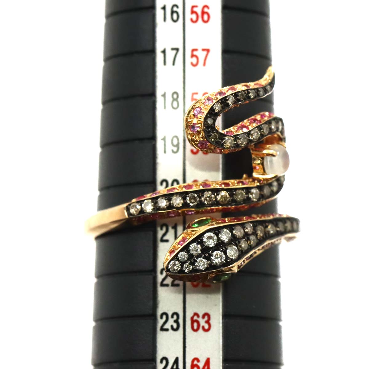 Diamond 0.12ct/0.45ct Multi Stone Ring 18K PG Pink Gold 750 Size9.5(US)