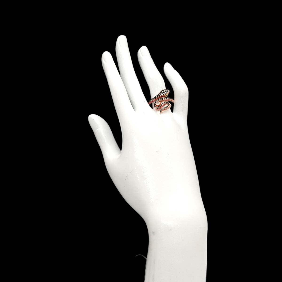 Diamond 0.12ct/0.45ct Multi Stone Ring 18K PG Pink Gold 750 Size9.5(US)