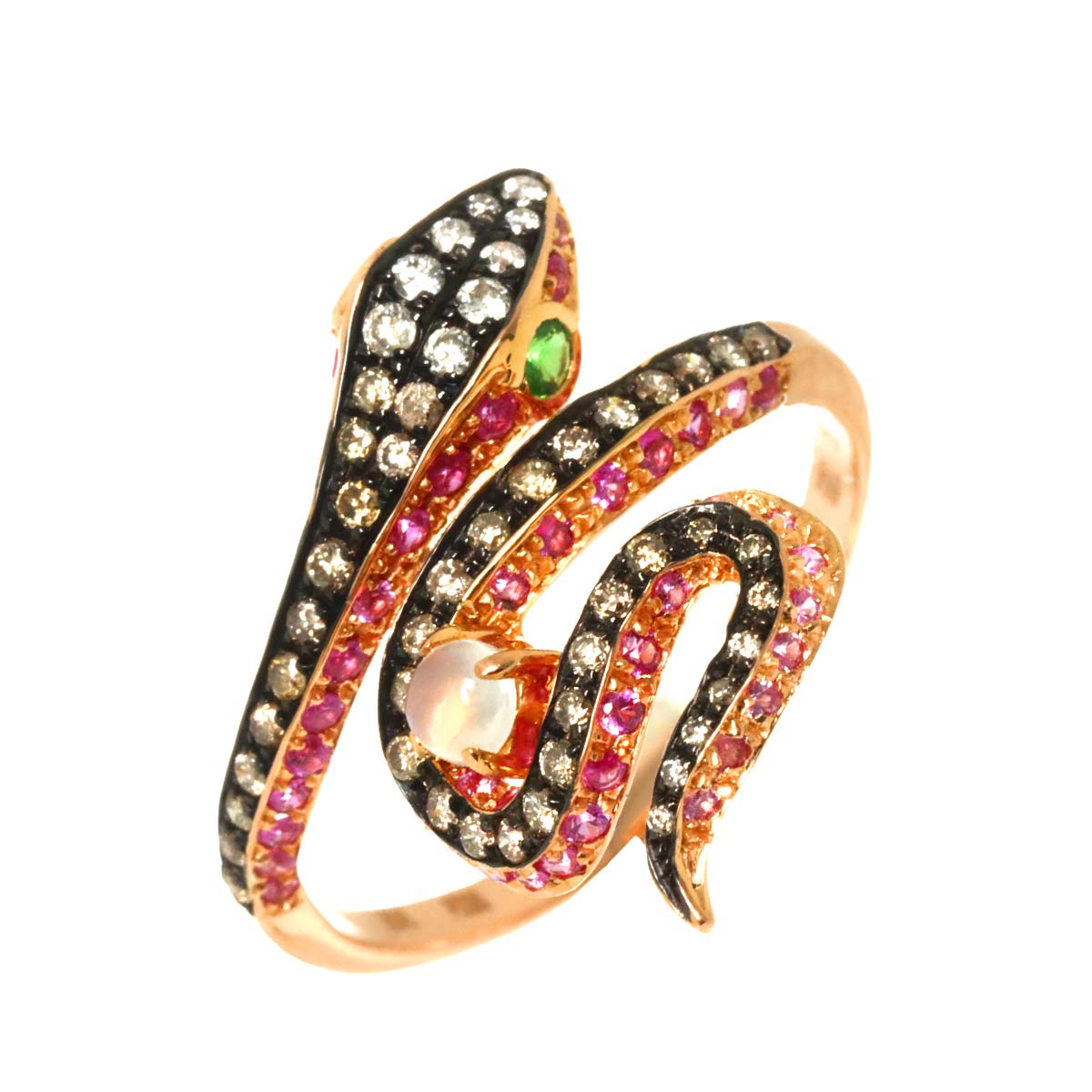 Diamond 0.12ct/0.45ct Multi Stone Ring 18K PG Pink Gold 750 Size9.5(US)