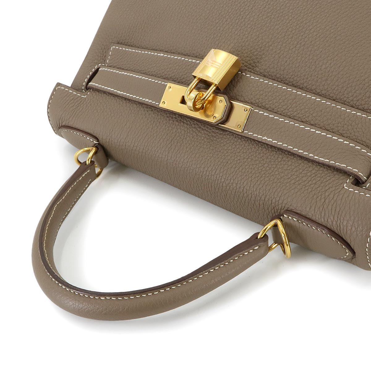 Kelly 28 2way Hand Shoulder Bag Veau Togo Etoupe Purse