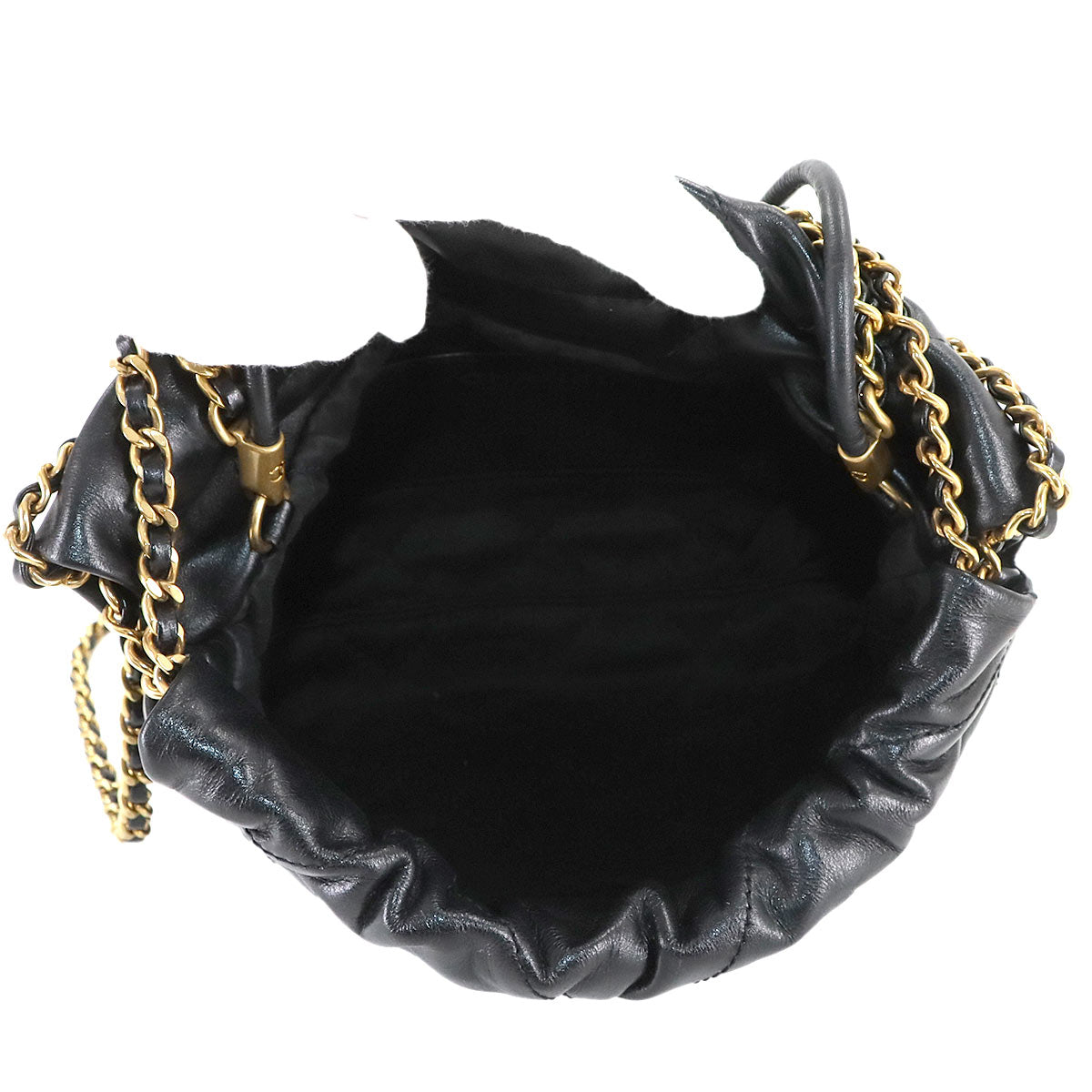 CHANEL 22 Mini Chain Hand Shoulder Bag Leather Black AS3980 Purse