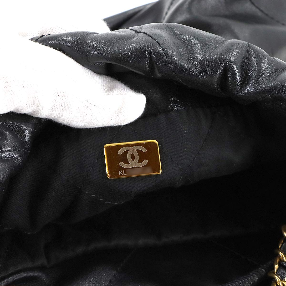 CHANEL 22 Mini Chain Hand Shoulder Bag Leather Black AS3980 Purse