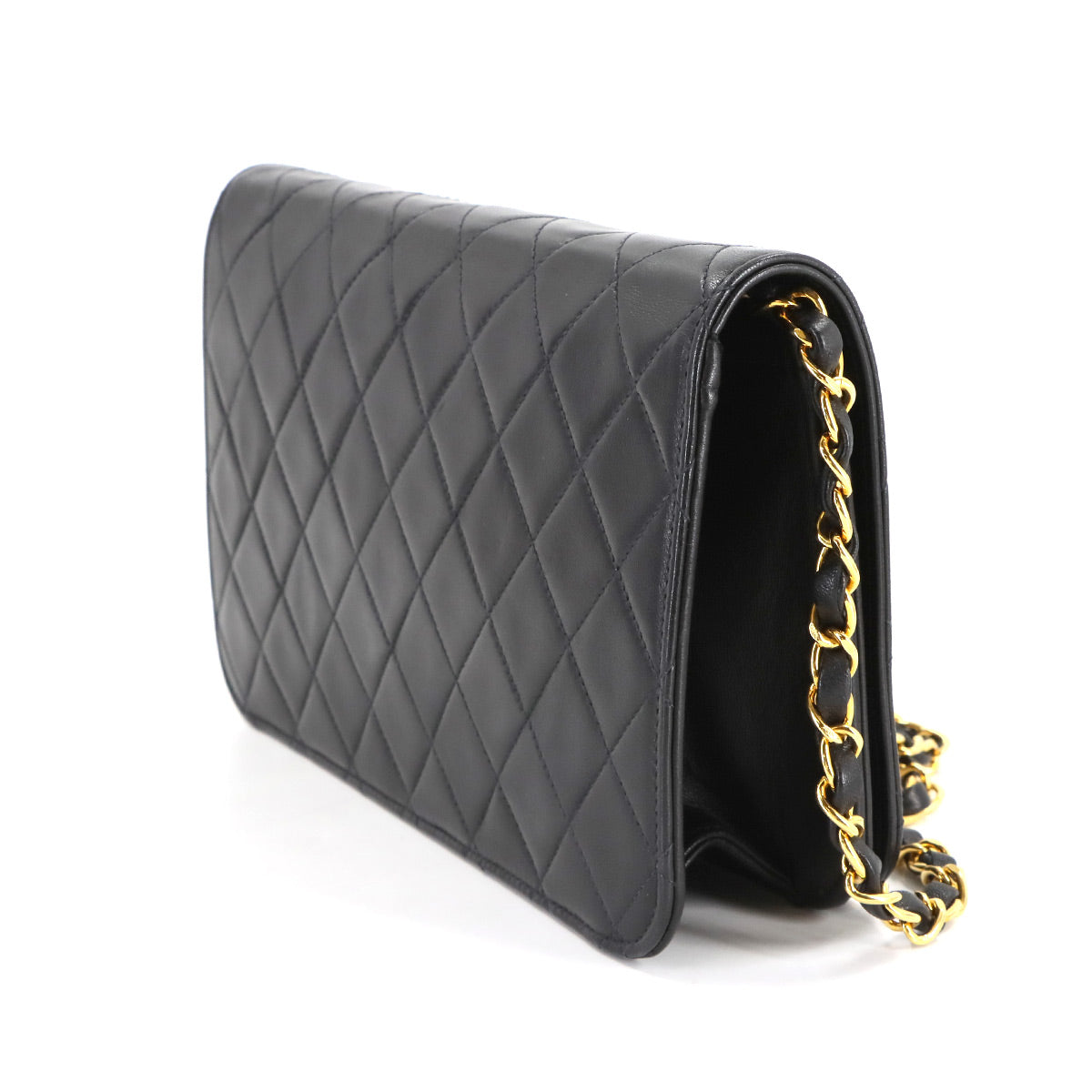 Matelasse Chain Shoulder Bag Leather Black A03568 Vintage