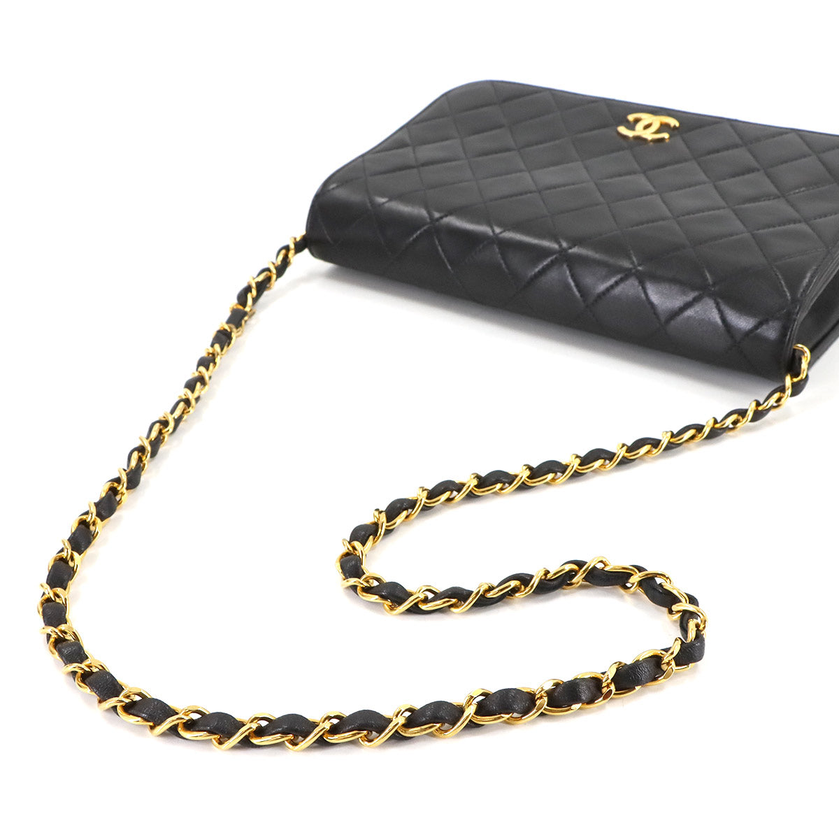 Matelasse Chain Shoulder Bag Leather Black A03568 Vintage