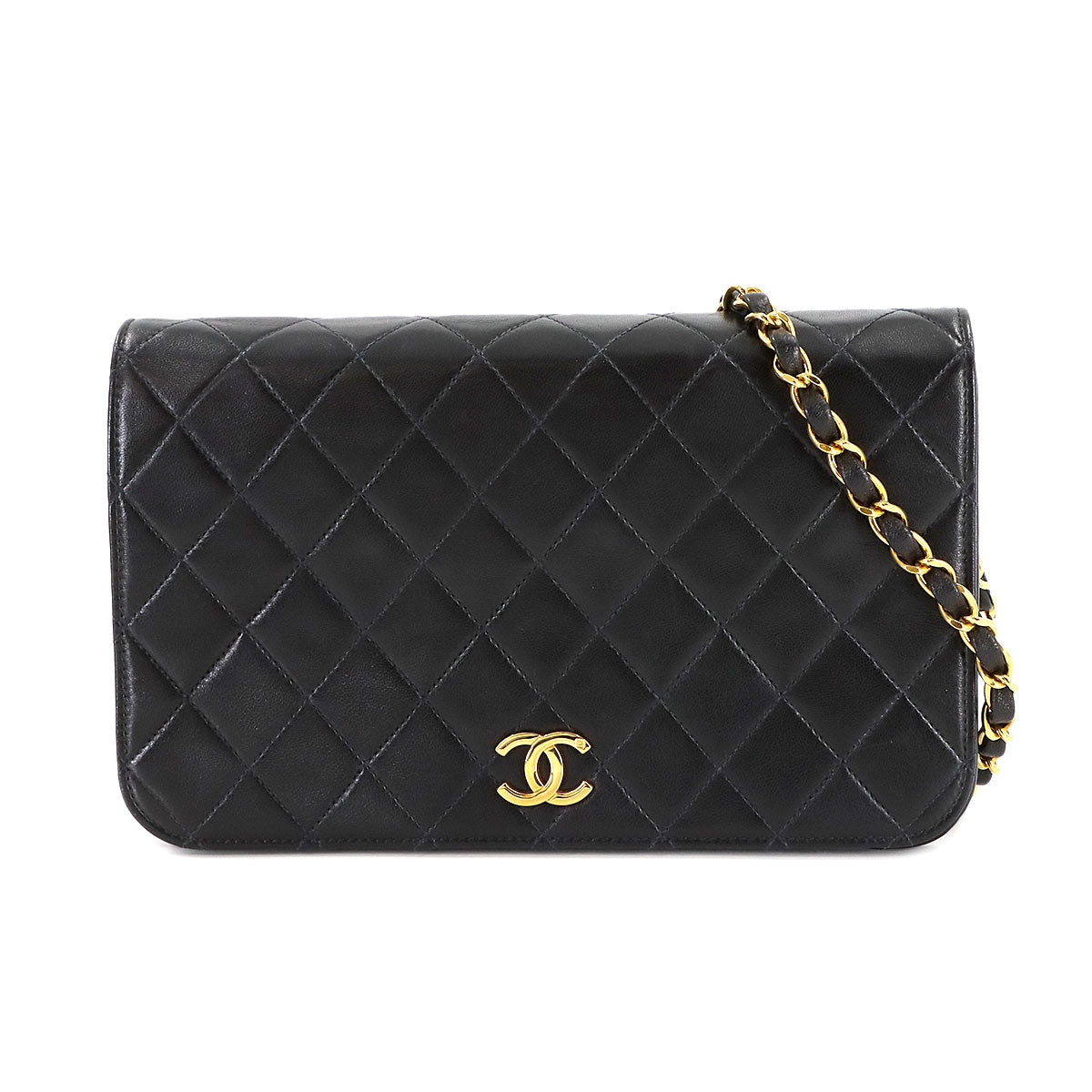 Matelasse Chain Shoulder Bag Leather Black A03568 Vintage