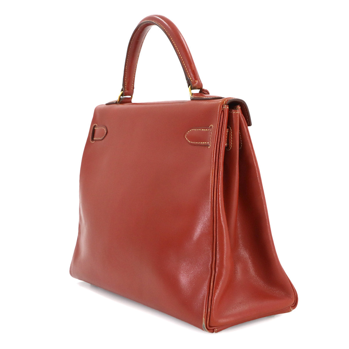 Kelly 32 Box Calf Brick Hand Shoulder Bag Purse