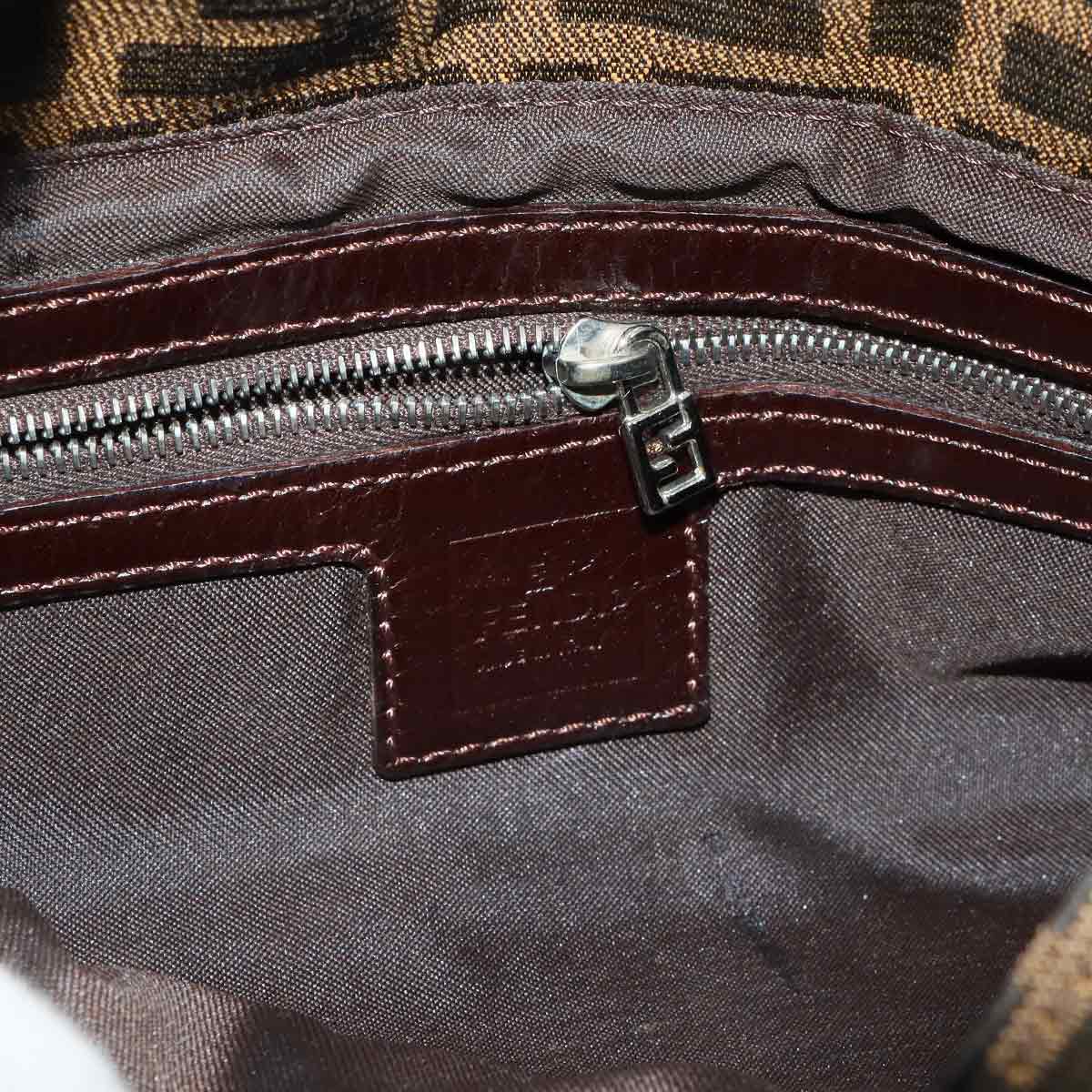 Zucca Mamma Baguette Shoulder Bag Canvas Leather Brown 26325