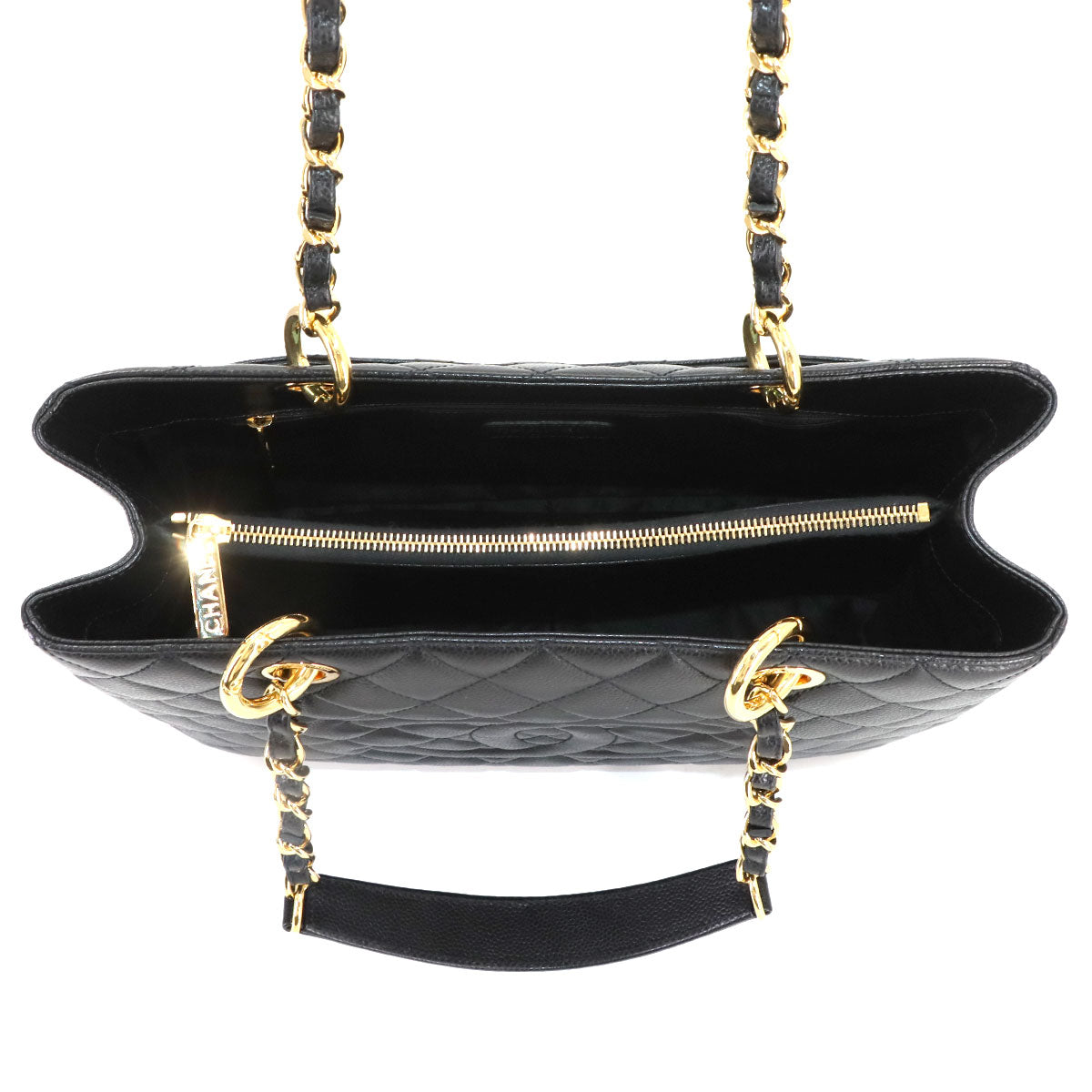 Matelasse Grand Shopping Tote Bag Leather Black GST A50995