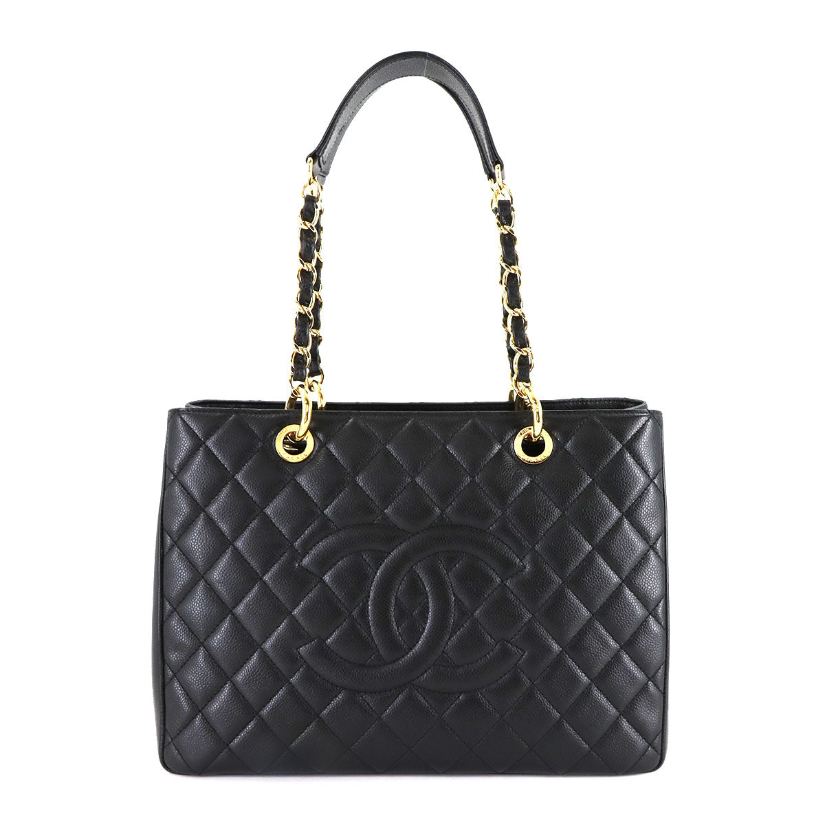 Matelasse Grand Shopping Tote Bag Leather Black GST A50995