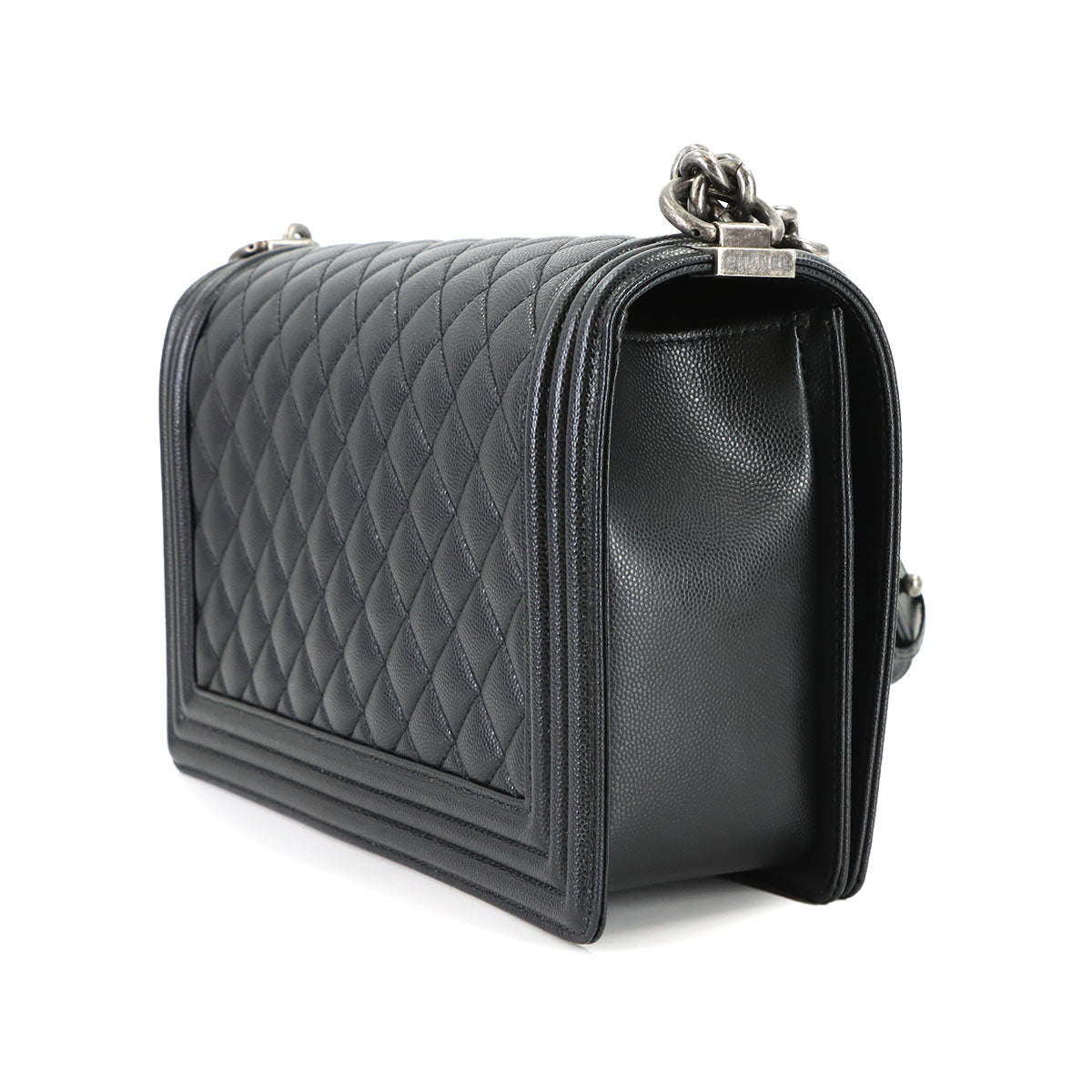 BOY CHANEL Large Chain houlder Bag Leather Black A92193 Purse