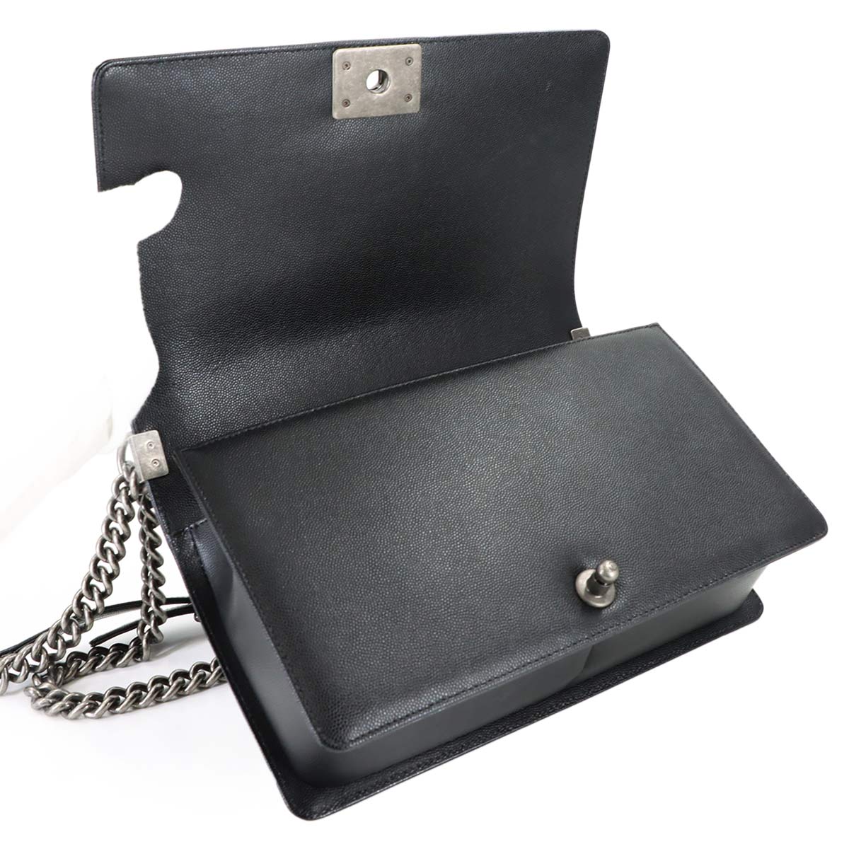 BOY CHANEL Large Chain houlder Bag Leather Black A92193 Purse