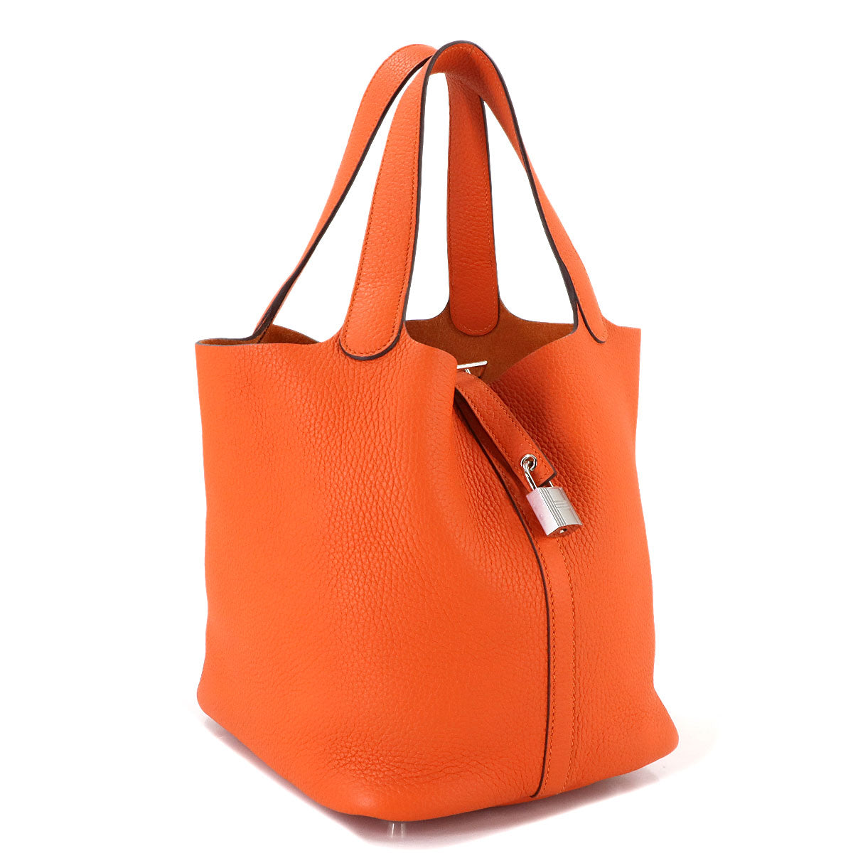 Picotin Lock MM Hand Bag Taurillon Clemence Feu Orange Purse