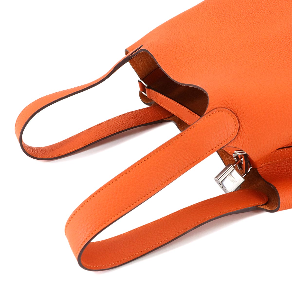 Picotin Lock MM Hand Bag Taurillon Clemence Feu Orange Purse