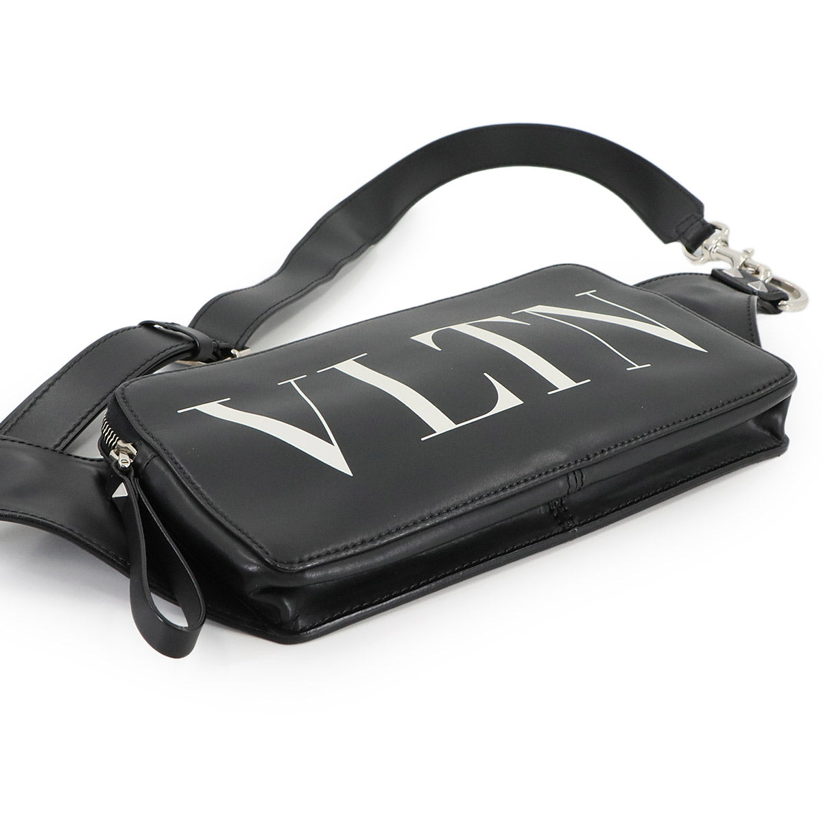 VLTN Logo Crossbody Bag Leather Black Purse