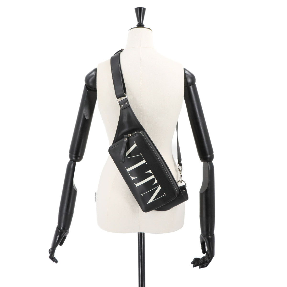 VLTN Logo Crossbody Bag Leather Black Purse