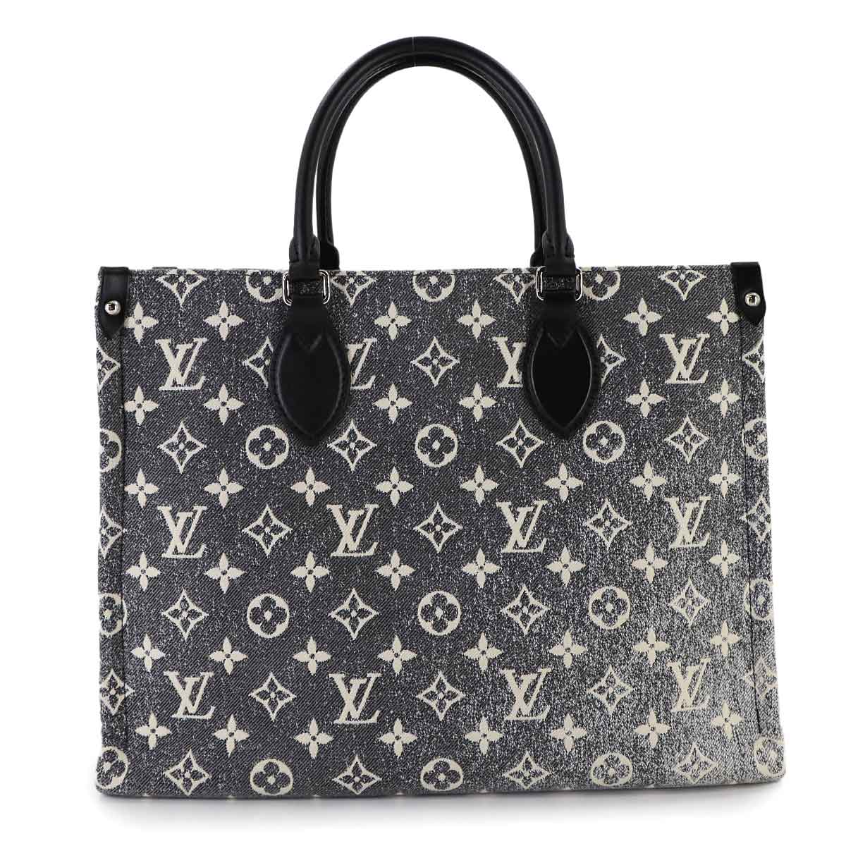 Monogram Jacquard Denim Onthego MM Tote Shoulder Bag