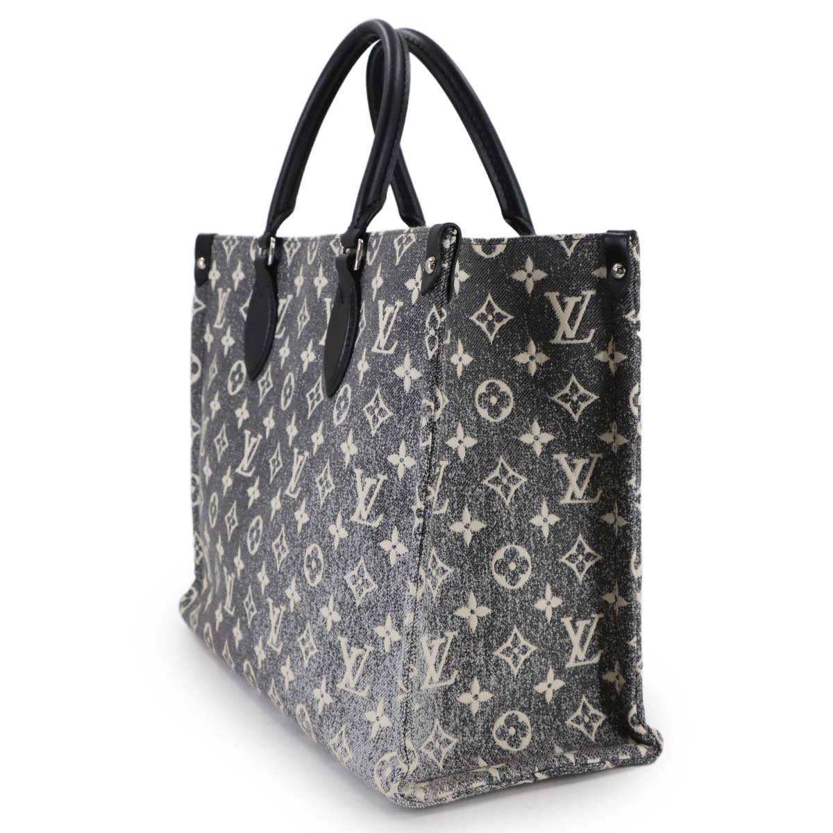 Monogram Jacquard Denim Onthego MM Tote Shoulder Bag