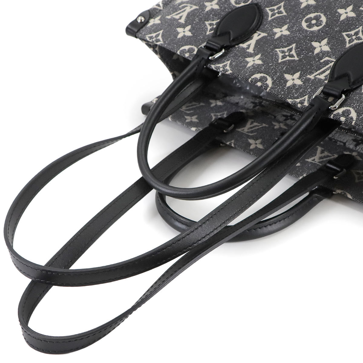 Monogram Jacquard Denim Onthego MM Tote Shoulder Bag