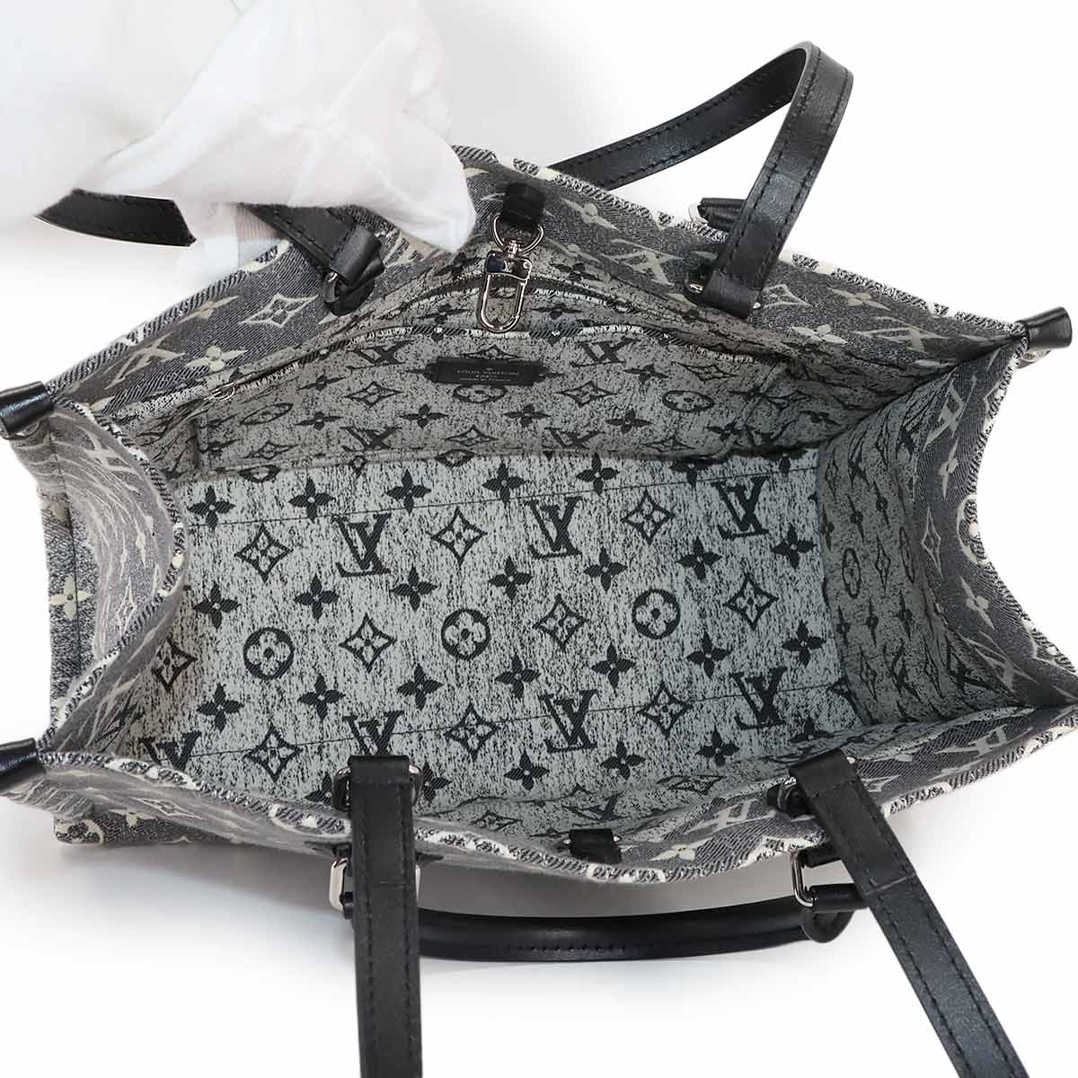 Monogram Jacquard Denim Onthego MM Tote Shoulder Bag