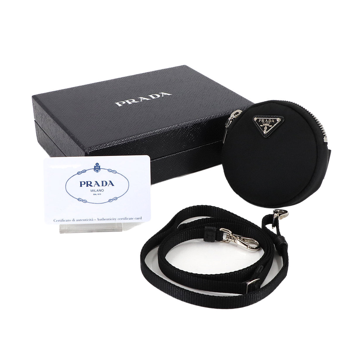 Round Shoulder Pouch Nylon Black 1TT129 Purse