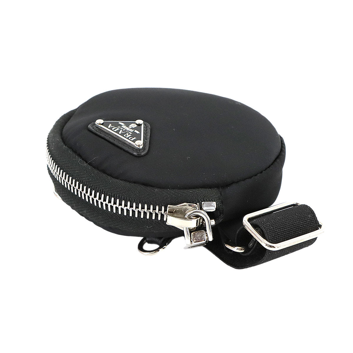 Round Shoulder Pouch Nylon Black 1TT129 Purse