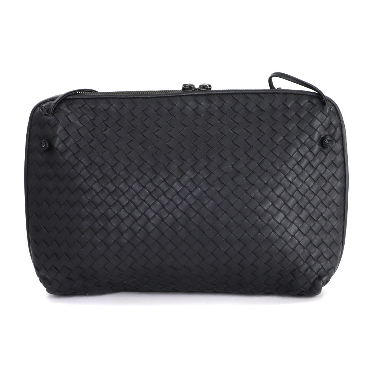 Intrecciato Nodini Shoulder Bag Leather Black