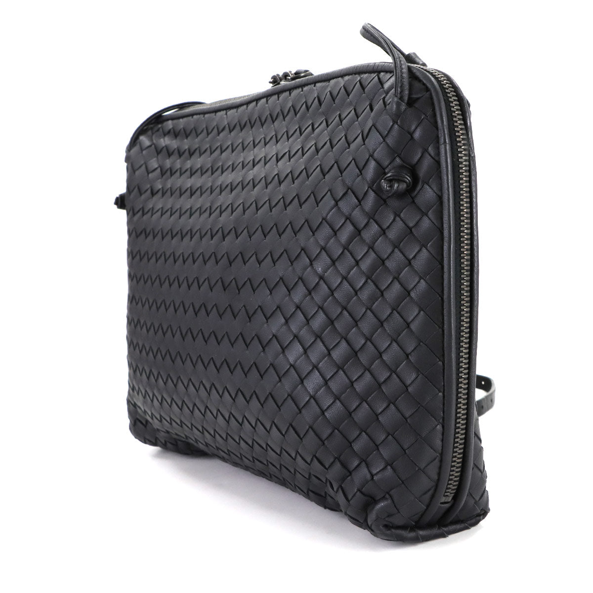Intrecciato Nodini Shoulder Bag Leather Black
