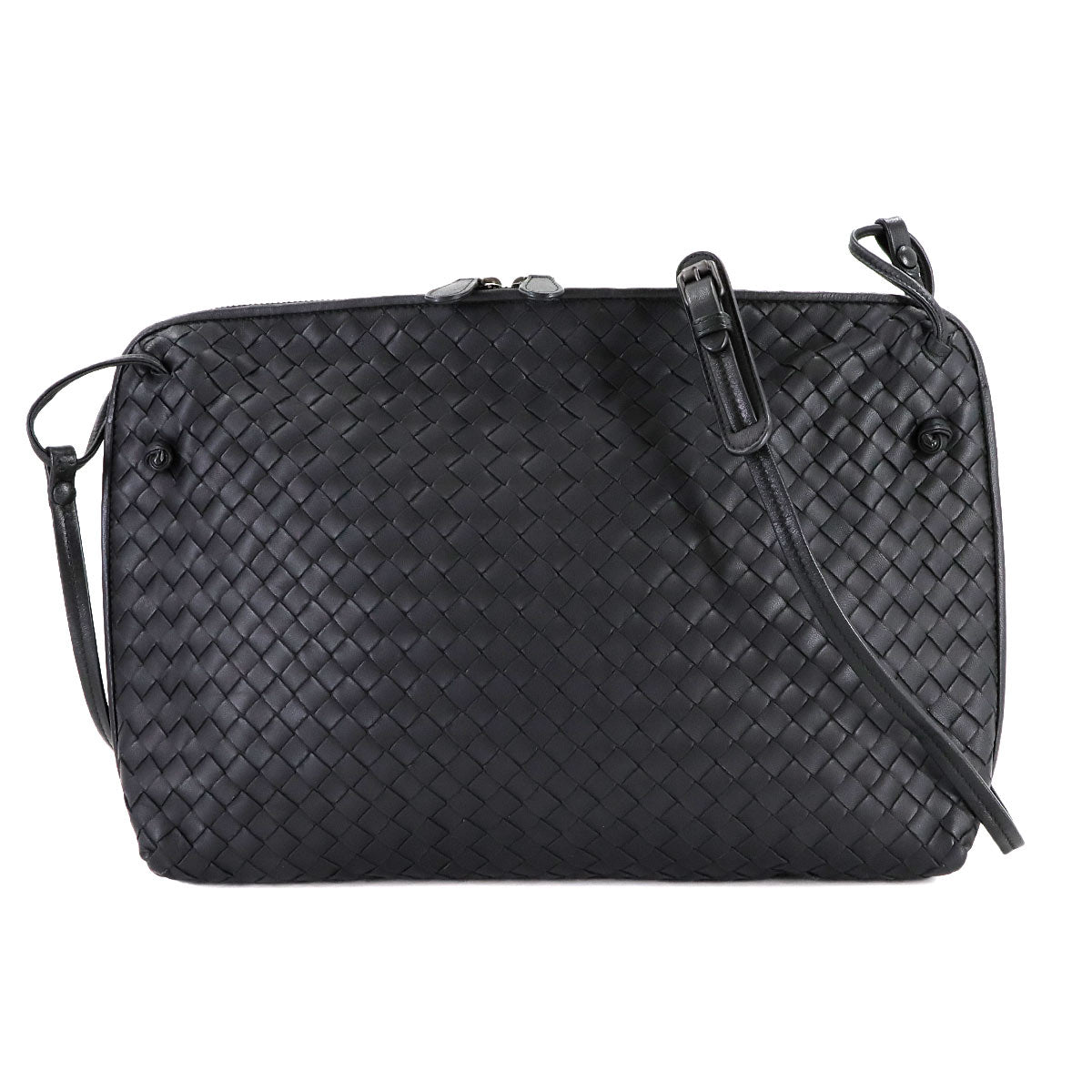 Intrecciato Nodini Shoulder Bag Leather Black