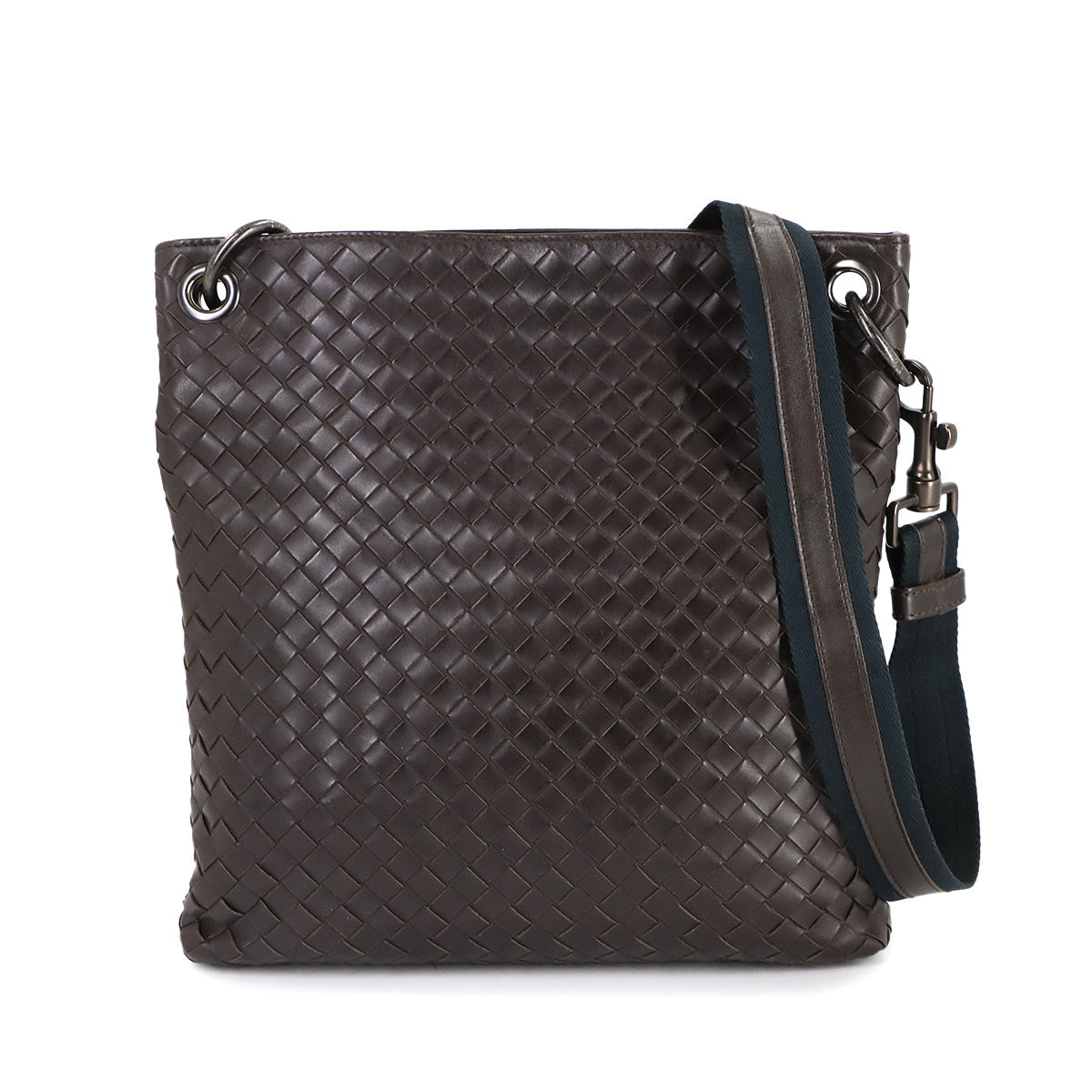 Intrecciato Shoulder Bag Leather Dark brown 172736