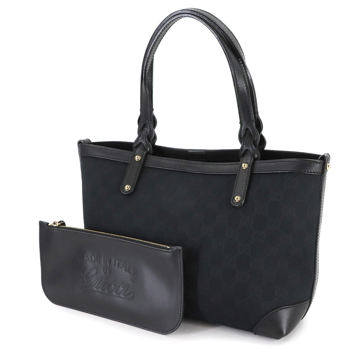 GG Canvas Tote Bag Leather Black 269878 Purse