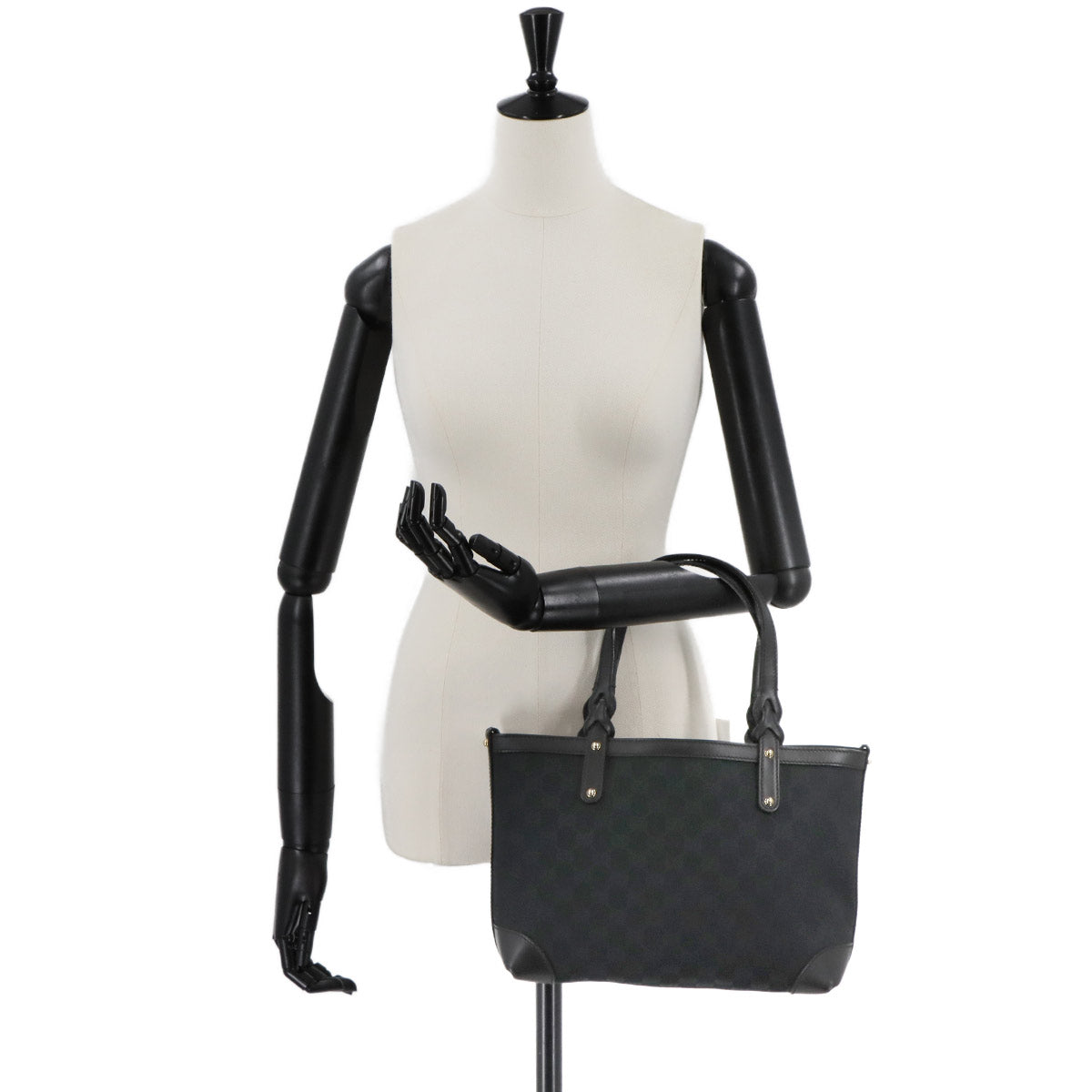 GG Canvas Tote Bag Leather Black 269878 Purse