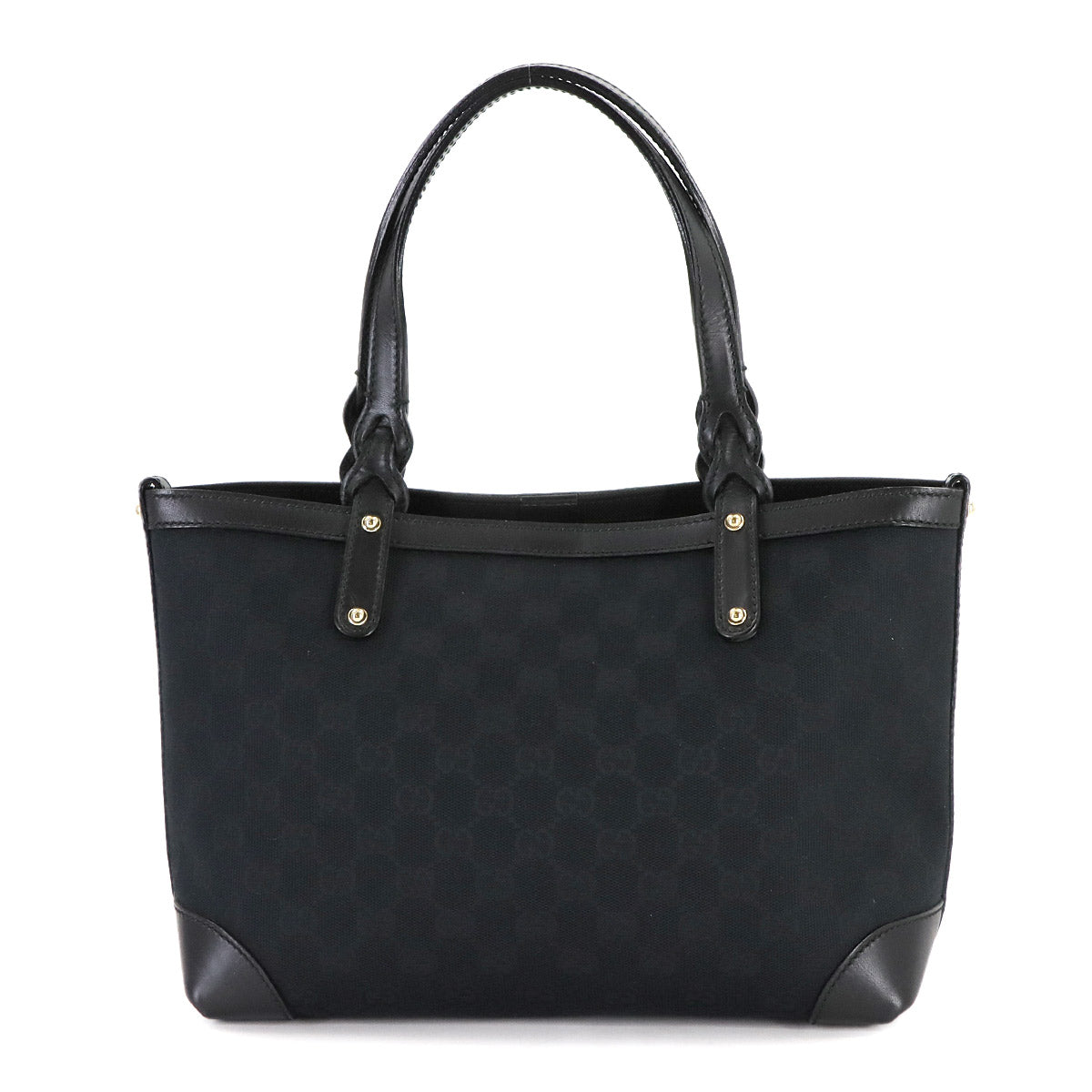 GG Canvas Tote Bag Leather Black 269878 Purse