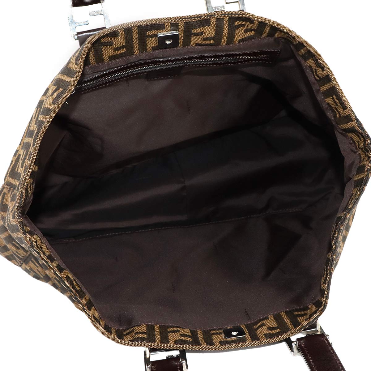 Zucca Hand Bag Canvas Leather Brown Black 26693 Purse